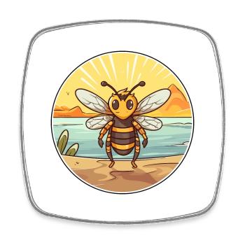 Bee Watercolor Cartoon Kawaii Clipart Animal - Square fridge magnet - white - Front