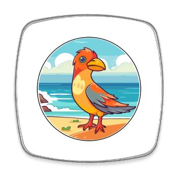 Vogel Aquarell Cartoon Kawaii Clipart Tier - Viereckiger Kühlschrankmagnet - Weiß - Vorne