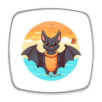 Fledermaus Aquarell Cartoon Kawaii Clipart Tier - Viereckiger Kühlschrankmagnet - Weiß - Vorne