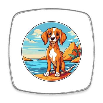 Chien aquarelle dessin animé Kawaii Clipart Animal - Magnet carré - blanc - Devant