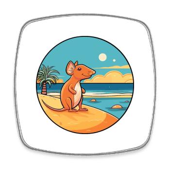 Elephant Shrew Watercolor Cartoon Kawaii Animal - Square fridge magnet - white - Front