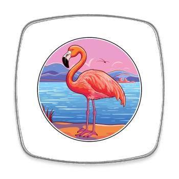 Flamingo Watercolor Cartoon Kawaii Clipart Animal - Square fridge magnet - white - Front
