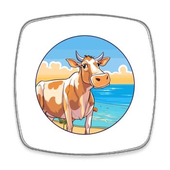 Kuh Aquarell Karikatur Kawaii Clipart Tier - Viereckiger Kühlschrankmagnet - Weiß - Vorne