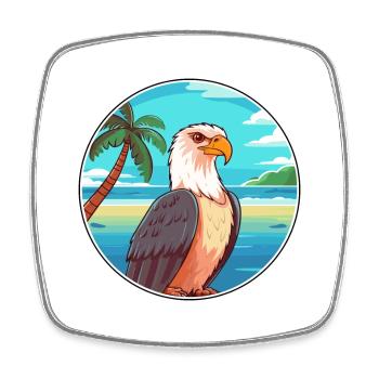 Eagle Watercolor Cartoon Kawaii Clipart Animal - Square fridge magnet - white - Front