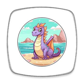 Dragon Watercolor Cartoon Kawaii Clipart Animal - Square fridge magnet - white - Front