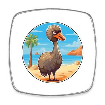 Emu Watercolor Cartoon Kawaii Clipart Animal - Square fridge magnet - white - Front
