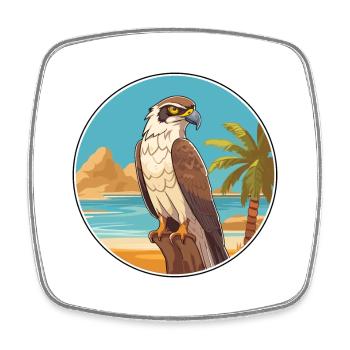 Falcon Watercolor Cartoon Kawaii Clipart Animal - Square fridge magnet - white - Front