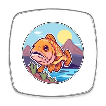 Fish Watercolor Cartoon Kawaii Clipart Animal - Square fridge magnet - white - Front