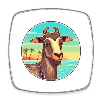 Chèvre aquarelle dessin animé Kawaii Clipart Animal - Magnet carré - blanc - Devant