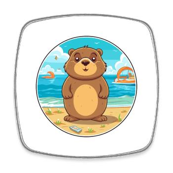 Gopher Watercolor Cartoon Kawaii Clipart Animal - Square fridge magnet - white - Front