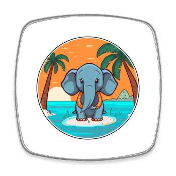 Éléphant aquarelle dessin animé Kawaii Clipart Animal - Magnet carré - blanc - Devant