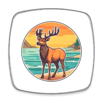 Elk aquarelle dessin animé Kawaii Clipart Animal - Magnet carré - blanc - Devant