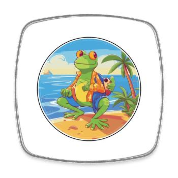 Frosch Aquarell Cartoon Kawaii Clipart Tier - Viereckiger Kühlschrankmagnet - Weiß - Vorne