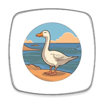 Goose Watercolor Cartoon Kawaii Clipart Animal - Square fridge magnet - white - Front