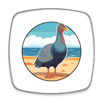 Pintade aquarelle dessin animé Kawaii Clipart animal de compagnie - Magnet carré - blanc - Devant