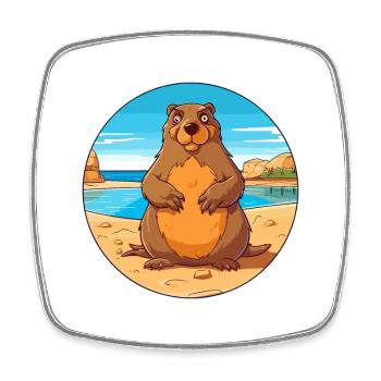 Und täglich grüßt das Murmeltier Aquarell Karikatur Kawaii Clipart Tier - Viereckiger Kühlschrankmagnet - Weiß - Vorne