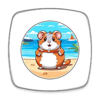 Hamster Watercolor Cartoon Kawaii Clipart Animal - Square fridge magnet - white - Front