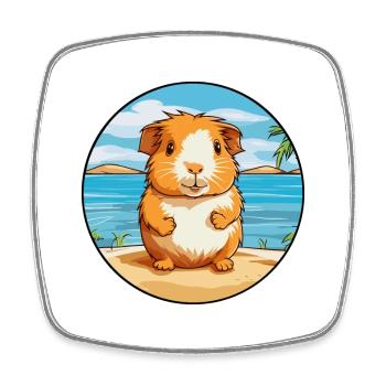 Guinea Pig Watercolor Cartoon Kawaii Clipart Pet - Square fridge magnet - white - Front