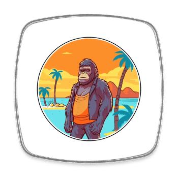 Gorilla Aquarell Cartoon Kawaii Clipart Tier - Viereckiger Kühlschrankmagnet - Weiß - Vorne