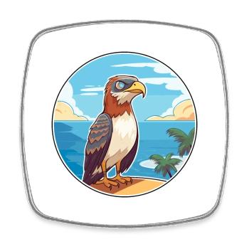 Faucon aquarelle dessin animé Kawaii Clipart Animal - Magnet carré - blanc - Devant