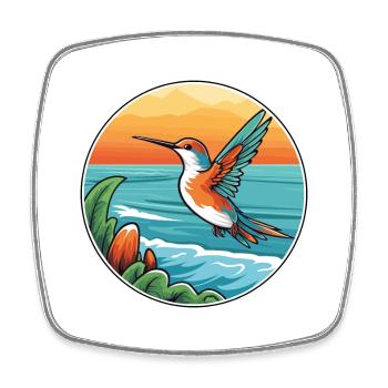 Colibri aquarelle dessin animé Kawaii Clipart animal de compagnie - Magnet carré - blanc - Devant