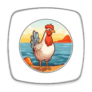 Henne Aquarell Karikatur Kawaii Clipart Tier - Viereckiger Kühlschrankmagnet - Weiß - Vorne