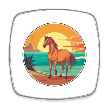 Pferd Aquarell Karikatur Kawaii Clipart Tier - Viereckiger Kühlschrankmagnet - Weiß - Vorne
