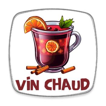 sport d'hiver, vin chaud, vacances d'hiver - Magnet carré - blanc - Devant