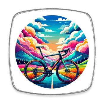 Road bike in fairytale colours - Square fridge magnet - white - Front