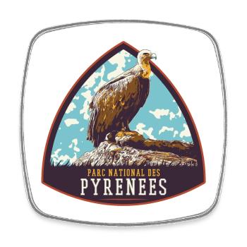 Vulture Badge, Pyrenees Park: Protected Nature - Square fridge magnet - white - Front