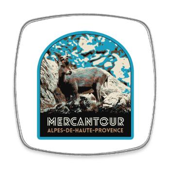 Mercantour-Gamsabzeichen: Alpine Fauna - Viereckiger Kühlschrankmagnet - Weiß - Vorne