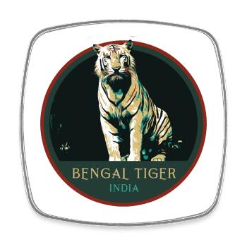 Bengal Tiger Portrait Patch: Indian Fauna - Square fridge magnet - white - Front