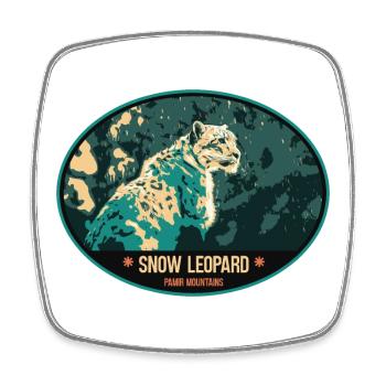 Schneeleopard Illustration Aufnäher - Viereckiger Kühlschrankmagnet - Weiß - Vorne