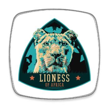 Portrait de lionne – Illustration puissante - Magnet carré - blanc - Devant