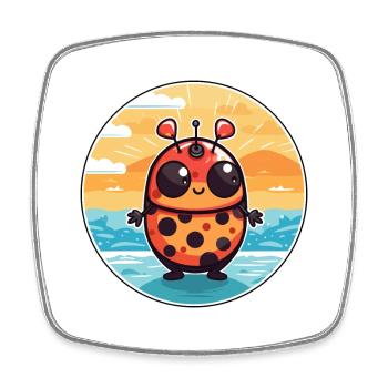 Ladybug Watercolor Cartoon Kawaii Clipart Animal - Square fridge magnet - white - Front