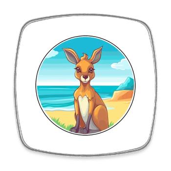 Kangourou aquarelle dessin animé Kawaii Clipart Animal - Magnet carré - blanc - Devant