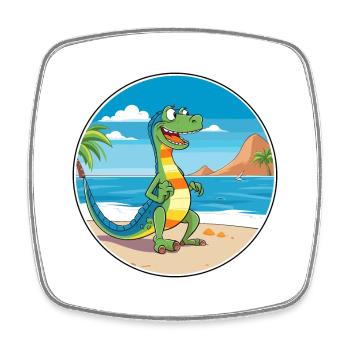 Lizard Watercolor Cartoon Kawaii Clipart Animal - Square fridge magnet - white - Front