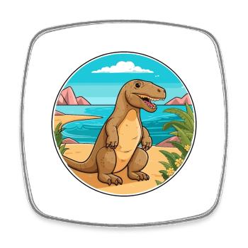 Komodowaran Aquarell Cartoon Kawaii Tier - Viereckiger Kühlschrankmagnet - Weiß - Vorne