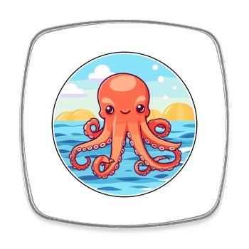 Oktopus Aquarell Cartoon Kawaii Clipart Tier - Viereckiger Kühlschrankmagnet - Weiß - Vorne