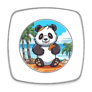Panda Watercolor Cartoon Kawaii Clipart Animal - Square fridge magnet - white - Front