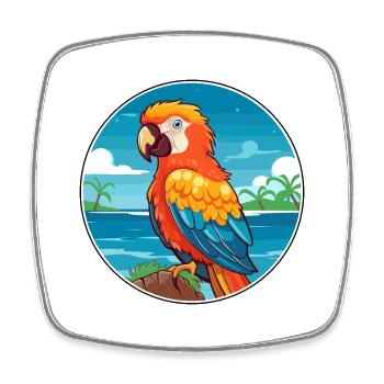 Parrot Watercolor Cartoon Kawaii Clipart Animal - Square fridge magnet - white - Front