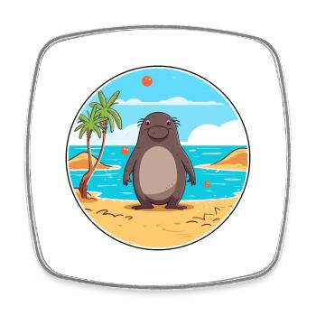 Taupe Aquarelle Cartoon Kawaii Clipart Animal - Magnet carré - blanc - Devant