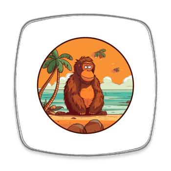 Orang-Utan Aquarell Cartoon Kawaii Clipart Tier - Viereckiger Kühlschrankmagnet - Weiß - Vorne