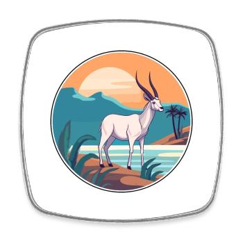 Oryx Aquarelle Dessin Animé Kawaii Clipart Animal - Magnet carré - blanc - Devant