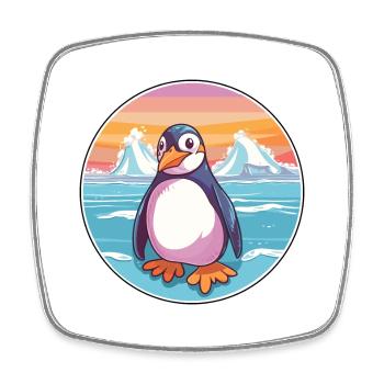 Pingouin aquarelle dessin animé Kawaii Clipart Animal - Magnet carré - blanc - Devant