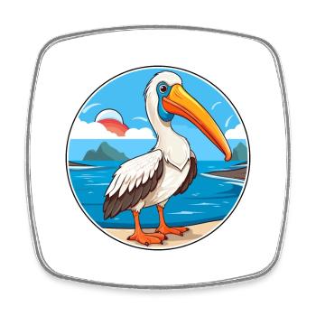 Pelikan Aquarell Cartoon Kawaii Clipart Tier - Viereckiger Kühlschrankmagnet - Weiß - Vorne