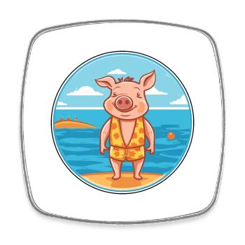 Pig Watercolor Cartoon Kawaii Clipart Animal - Square fridge magnet - white - Front