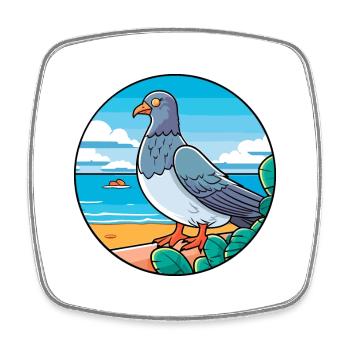 Pigeon aquarelle dessin animé kawaii clipart animal - Magnet carré - blanc - Devant