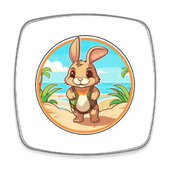 Rabbit Watercolor Cartoon Kawaii Clipart Animal - Square fridge magnet - white - Front
