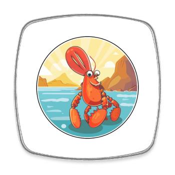 Homard aquarelle dessin animé Kawaii Clipart Animal - Magnet carré - blanc - Devant